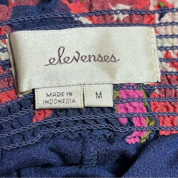 Anthropologie Elevenses | Navy Fire Lily Sheer Wide Leg Pull On Pants, Medium - Picture 9 of 11